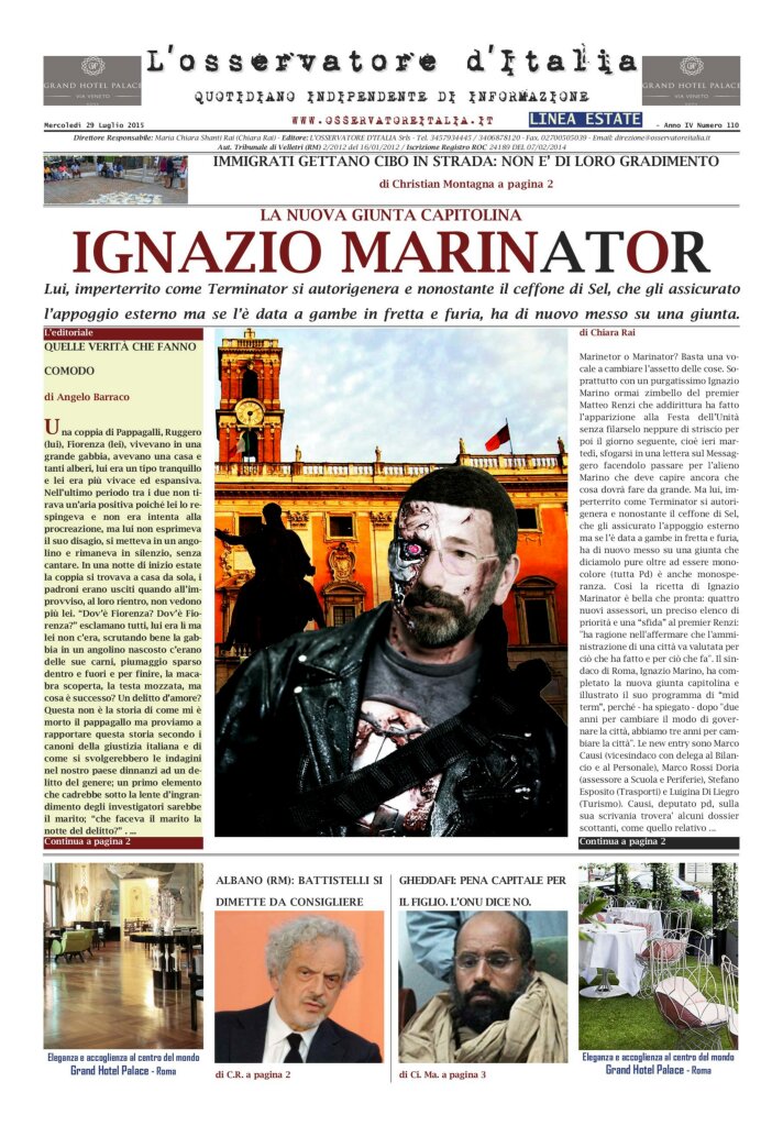 L'osservatore d'Italia edizione del 29 Luglio 2015